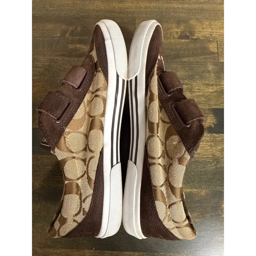 Coach‎ Womens Signature Monogram Suede Hook and Loop Sneakers Brown A2560 6B